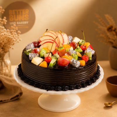 Chocolate Truffle Fresh Fruit Cake (Without Cream)