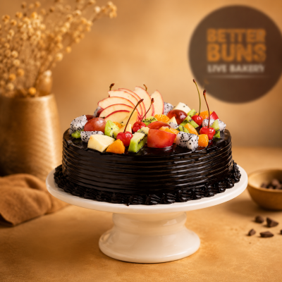 Chocolate Truffle Fresh Fruit Cake (Without Cream)