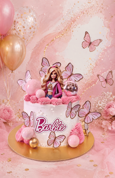 Princess Barbie Theme Cake with Butterfly