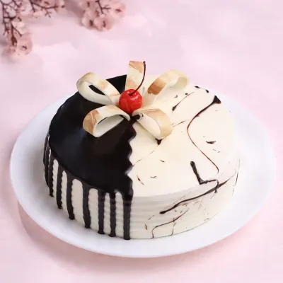 Chocolate Vanilla Half & Half Cake