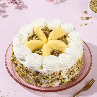Rasmalai Pista Whipped Cream Cake